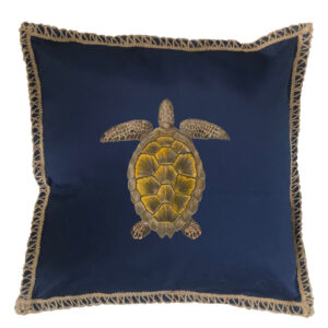 Turtle Burlap Lace Trim Linen Weave Pillows Trim. 18″ x 18″