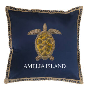 Turtle Custom Name Burlap Lace Trim Linen Weave Pillows Trim. 18″ x 18″