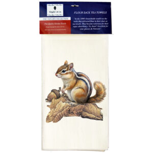 Chipmunk Wreath Flour Sack Tea Towels. (Min 12)