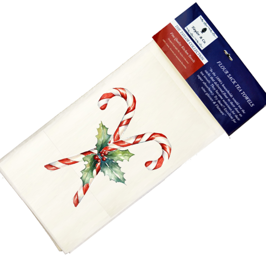 Candy Cane Flour Sack Tea Towels.(Min 12) - Image 2