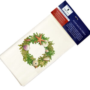 Shell Wreath Flour Sack Tea Towels. (Min 12)
