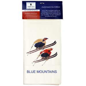 Custom Name Drop Vintage Skiers Flour Sack Tea Towels. (Min 12)
