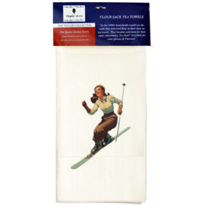Skier Woman Flour Sack Tea Towels.(Min 12)