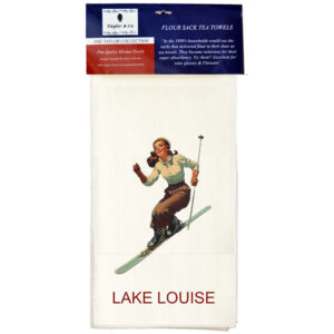 Custom Name Drop Skier Woman Flour Sack Tea Towels.(Min 12)