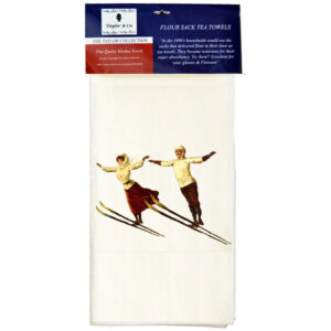 Ski Couple Flour Sack Tea Towels. (Min 12)