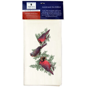Winter Cardinals “Christmas In Your Town” Flour Sack Tea Towels.(Min 24)