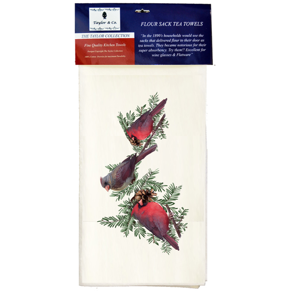 Winter Cardinals "Christmas In Your Town" Flour Sack Tea Towels.(Min 24) - Image 2