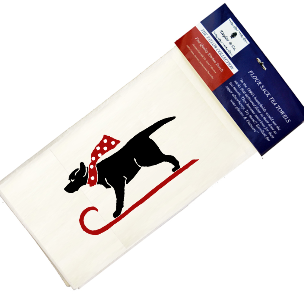 Sleigh Dog Flour Sack Tea Towels.(Min 12)