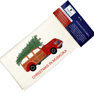 “Christmas In Name Drop” Christmas Woody Flour Sack Tea Towels (Min 24)