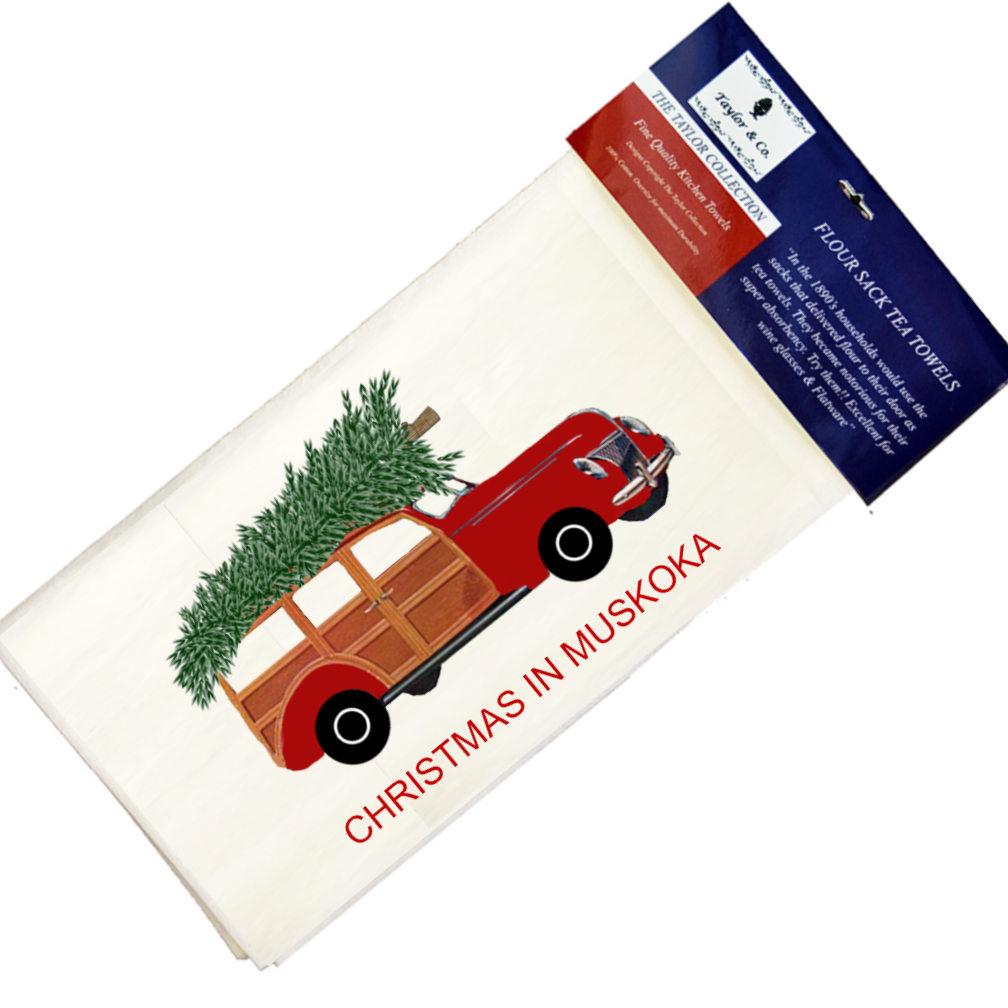 “Christmas In Name Drop” Christmas Woody Flour Sack Tea Towels (Min 24) - Image 2