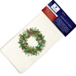 Pine Cone Wreath Flour Sack Tea Towels.(Min 12)