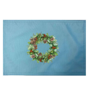 Pine Cone Wreath Placemats. Indoor/Outdoor. 12″ x 18″  (Min 12)