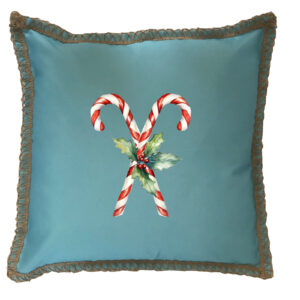 Candy Cane Burlap Lace Trim Linen Weave Pillows Trim. 18″ x 18″ (Min 2)
