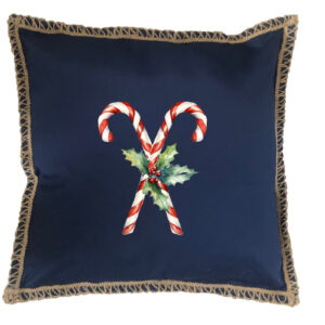 Candy Cane Burlap Lace Trim Linen Weave Pillows Trim. 18″ x 18″ (Min 2)
