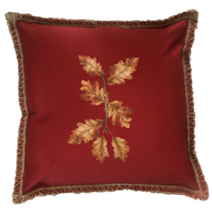 Oak Leaves Burlap Lace Trim Linen Weave Pillows Trim. 18″ x 18″ (Min 2)