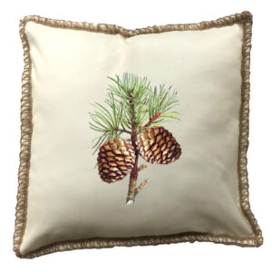 Pine Cone Burlap Lace Trim Linen Weave Pillows Trim. 18″ x 18″ (Min 2)