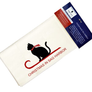 Sleigh Cat “Christmas In Town Name” Flour Sack Tea Towels.(Min 24)
